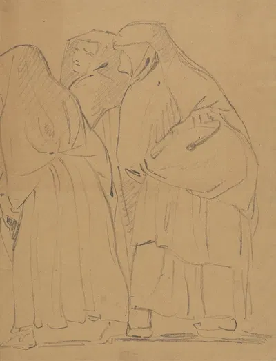 Study of a Group of Robed, Standing Figures by Benjamin Robert Haydon — digital art print download