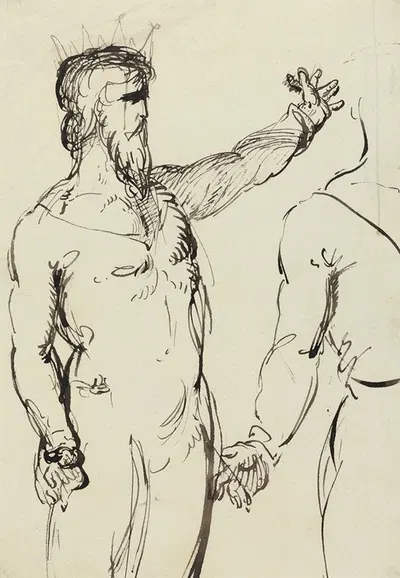 Study of a Man with Outstreched Arm by Benjamin Robert Haydon — digital art print download