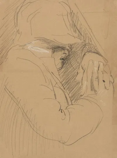 Study of a Sleeping Man, with a Hat and Clasped Hands by Benjamin Robert Haydon — digital art print download