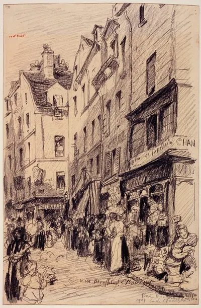 La rue Mouffetard by Камиль Бурже, 1909 — digital art print download