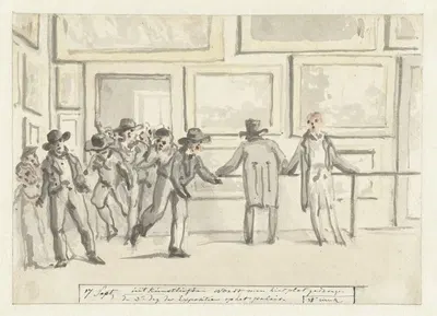 Bezoekers op de Kunsttentoonstelling te Amsterdam in 1808 by Christiaan Andriessen, 1808 — digital art print download