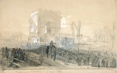 Distribution de drapeaux à l'arc de Triomphe, le 21 avril 1848 by Констант-Жозеф Брошар, 1848 - 1896 — digital art print…