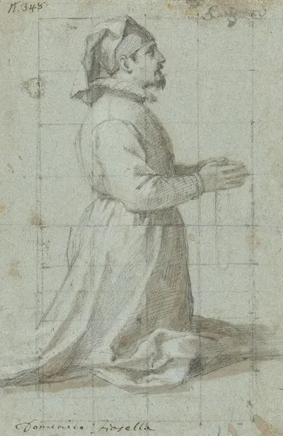 Knielende stichter met een broederschapskap by Domenico Fiasella, 1630 - 1639 — digital art print download