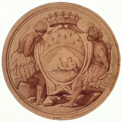 Projet de médaille pour la Compagnie des Indes by Эдме Бушардон, 1698 - 1762 — digital art print download