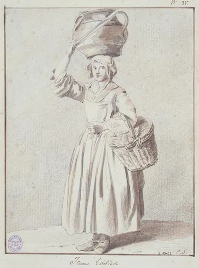 Une jeune laitière by Эдме Бушардон, 1698 - 1762 — digital art print download