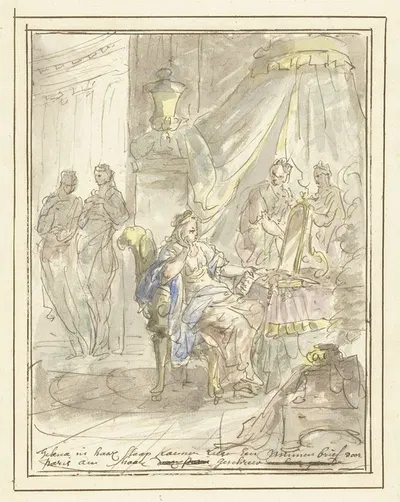 Helena leest een liefdesbrief van Paris by Элиас ван Неймеген, 1677 - 1755 — digital art print download