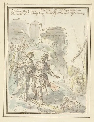 Helena met Paris onderweg naar de vloot by Элиас ван Неймеген, 1677 - 1755 — digital art print download