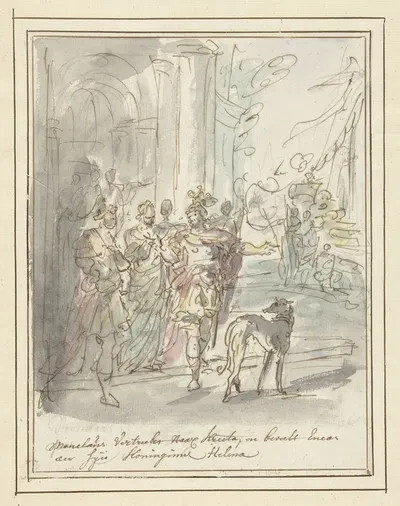 Menelaüs vertrekt naar Kreta en beveelt Aeneas aan Helena by Элиас ван Неймеген, 1677 - 1755 — digital art print download