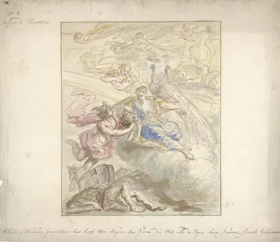 Ontwerp voor een kamerbeschildering met allegorie op de Lucht by Элиас ван Неймеген, 1677 - 1755 — digital art print download
