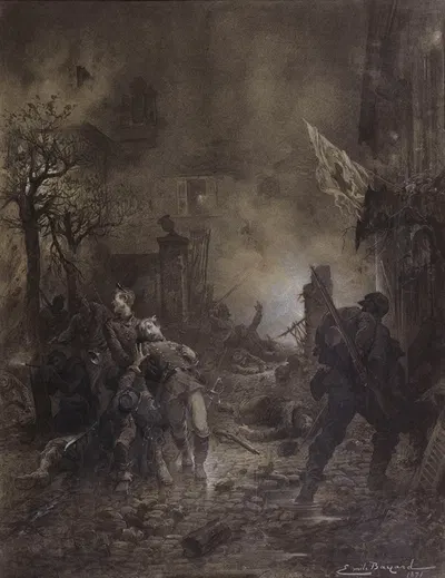 La mort du capitaine Franchetti en 1870 by Эмиль-Антуан Баяр, 1871 — digital art print download