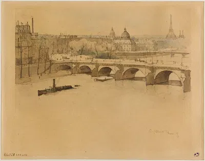 Новый мост, большой рукав Сены by Эжен Бежо, 1867 - 1931 — digital art print download
