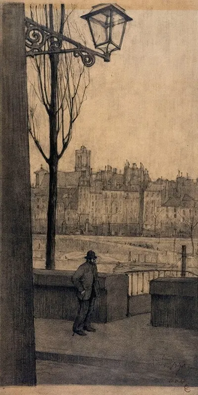 Набережная у мэрии, вид с набережной Бурбон by Эжен Бежо, 1897 — digital art print download