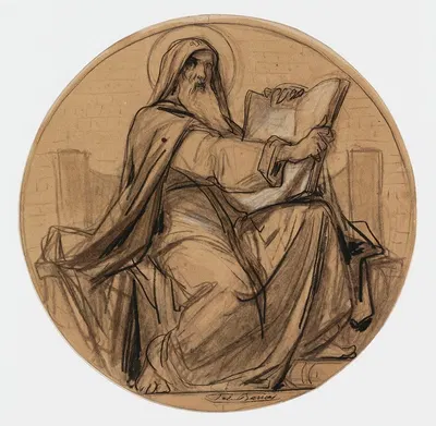 Dessin préparatoire pour les médaillons de l'église de la Trinité, 66 rue saint-Lazare, 9ème arrondissement. by…