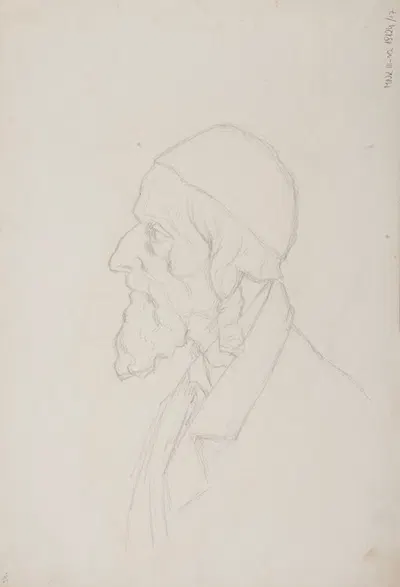 szkic popiersia Żyda by Ferdynand Bryll, 1883 - 1886 — digital art print download