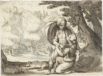Venus en Adonis in gesprek by Жерар тер Борх, 1616 — digital art print download