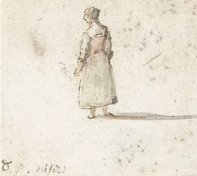 Staande vrouw, op de rug gezien by Гиллис Нейтс, 1633 - 1687 — digital art print download