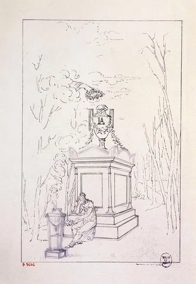 Femme pleurant auprès d'une stèle funéraire by Guillaume Boichot, 1735 - 1815 — digital art print download