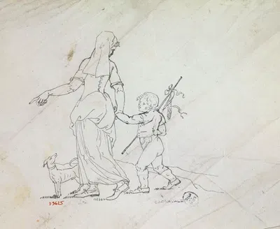 Femme tenant par la main un petit berger by Guillaume Boichot, 1735 - 1814 — digital art print download