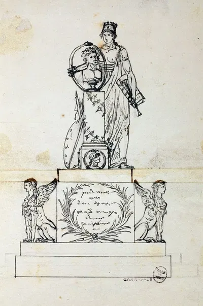 La ville de Chalon encadrant d'un reptile un buste de ses hommes by Guillaume Boichot, 1735 - 1815 — digital art print…