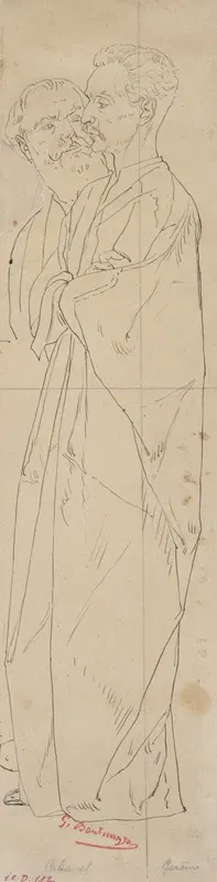 Portraits des peintres Cabanel et Gérôme by Гюстав Буланже, 1801-1900 — digital art print download