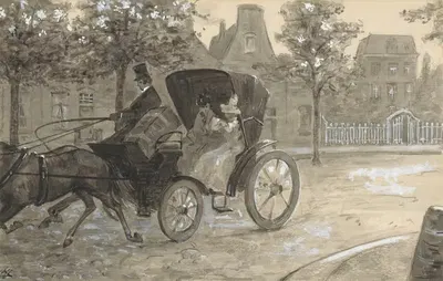 Две женщины в конной карете by Х.К. Лауэрс, 1901 — digital art print download