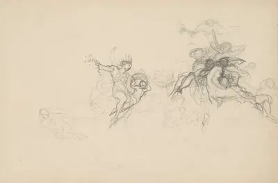 szkice postaci do plafonów 'Jutrzenka' i 'Wiosna' do pałacu J. Neczajewa-Malcewa w Petersburgu by Генрик Симирядзкий, 1883…