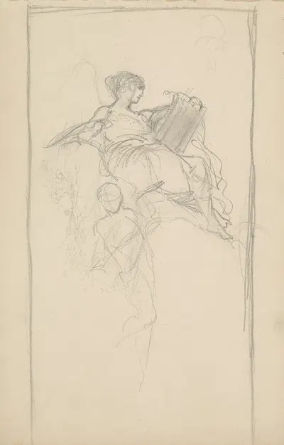 szkic postaci do plafonu 'Światło i cień' w pałacu Jana Zawiszy w Warszawie (1883) by Генрик Симирядзкий, 1883 — digital…