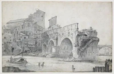 View of the Ponte Rotto in Rome, Seen from the East by Jan Asselijn — digital art print download