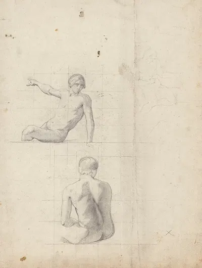 Etude pour deux figures assises by Жан-Ашиль Бенувиль — digital art print download