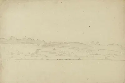 Paysage avec arrière plan montagneux by Жан-Ашиль Бенувиль — digital art print download