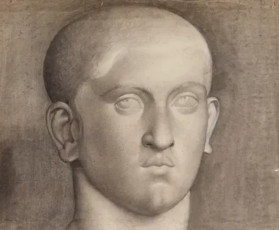 Tête d'homme de face (plâtre) by Жан-Ашиль Бенувиль — digital art print download