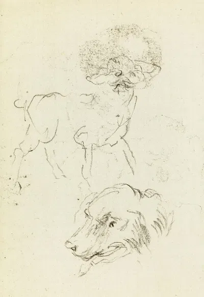 Etude de chien et de tête de chien by Жан-Батист Карпо, 1872 — digital art print download