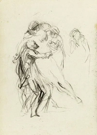 Etude de plusieurs hommes formant une ronde by Жан-Батист Карпо, 1872 — digital art print download
