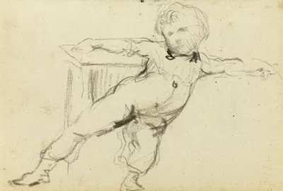 Etude d'enfant debout de face, les jambes et les bras écartés by Жан-Батист Карпо, 1872 — digital art print download