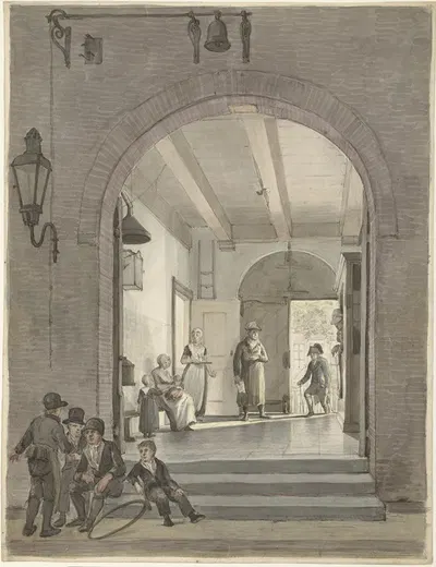 De ingang van het Diaconie- en bestedelingenhuis der Evangelisch Lutherse Gemeente op de Nieuwe Keizersgracht by Johannes…