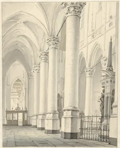 Gezicht in de Nieuwe Kerk te Delft by Иоганнес Ельгерхейс, 1819 — digital art print download