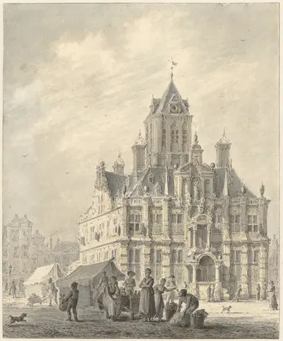 Het stadhuis van Delft by Иоганнес Ельгерхейс, 1780 - 1836 — digital art print download