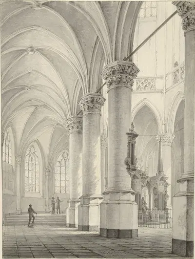 Interieur van de Nieuwe Kerk te Delft by Иоганнес Ельгерхейс, 1824 — digital art print download
