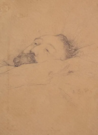 Gambetta sur son lit de mort, étude de tête. by Jules Bastien-Lepage, 1883 — digital art print download