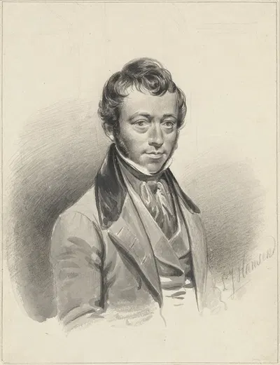 Zelfportret van Lambertus Johannes Hansen by Ламбертус Иоганнес Хансен, 1840 — digital art print download
