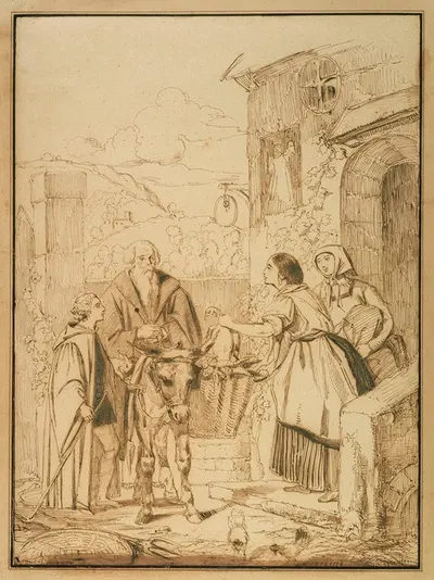 Dessin d'illustration, sujet indéterminé by Луи Кандид Буланже, 1806 - 1867 — digital art print download