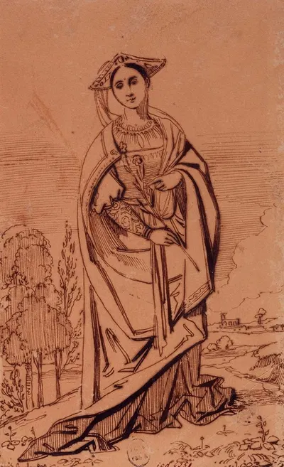 Figure de sainte dans le goût du XVIème siècle by Луи Кандид Буланже, 1806 - 1867 — digital art print download