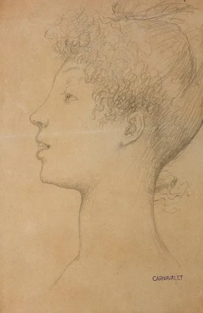 Tête de jeune femme de profil, tournée vers la gauche by Луи Кандид Буланже, 1806-1867 — digital art print download