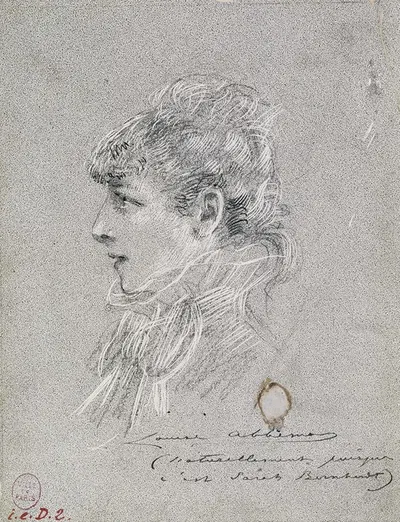 Portrait de Sarah Bernhardt en buste, profil de gauche by Луиза Аббема — digital art print download