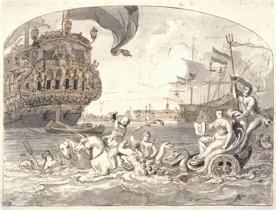 The port of Amsterdam, allegorical subject by Людольф Бахуизен — digital art print download