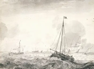 Turbulent sea by Людольф Бахуизен — digital art print download