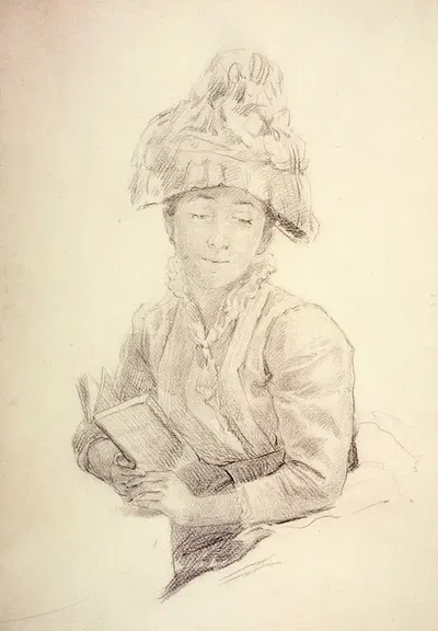 Etude pour 'Le goûter'; Portrait de Louise Quivoron, soeur de l'artiste by Мари Браккемонд, 1880 — digital art print download