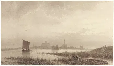 Gezicht op Veere by Petrus Franciscus Greive, 1855 — digital art print download