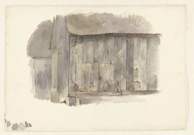 Studie van een houten schuur by Пьер Луи Дюбурк, 1825 - 1873 — digital art print download