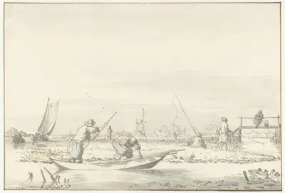 Polderlandschap met vissers by Pieter Coopse, 1668 - 1677 — digital art print download
